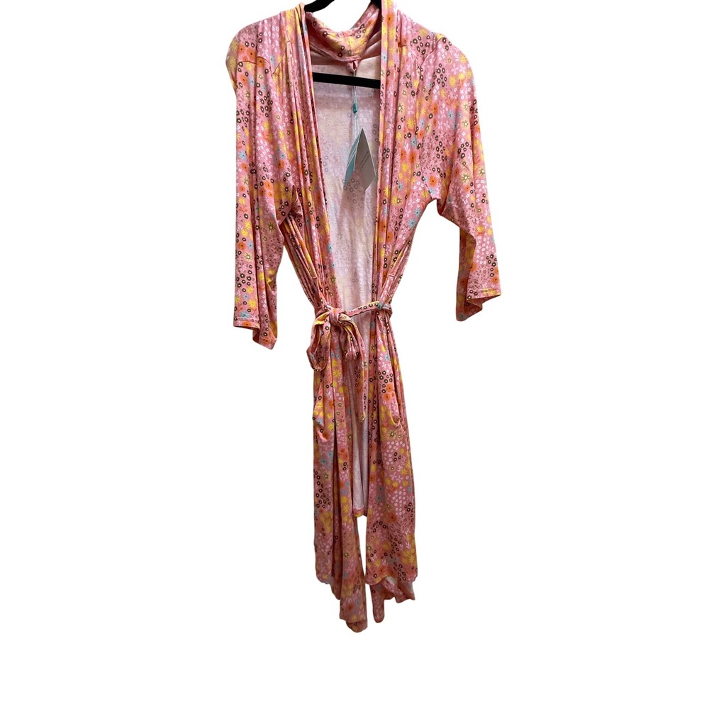 Posh Peanut Womens Bright Pink Floral Daisy Bamboo Wrap Robe 2XL/3XL NWT